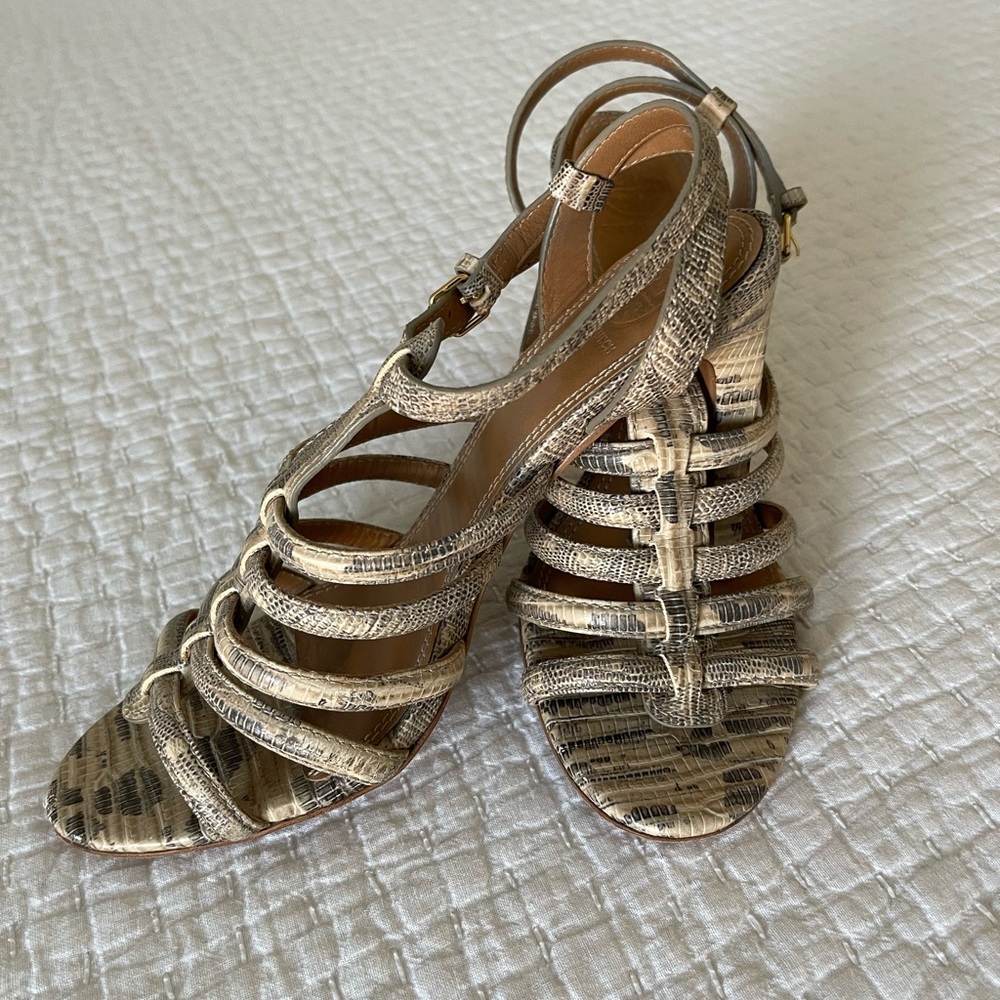 Tory Burch Strappy Heels, Lizard